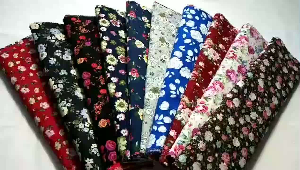 Textile Printed Fabric Flower Print Rayon Crepe Viscose Dress Fabric