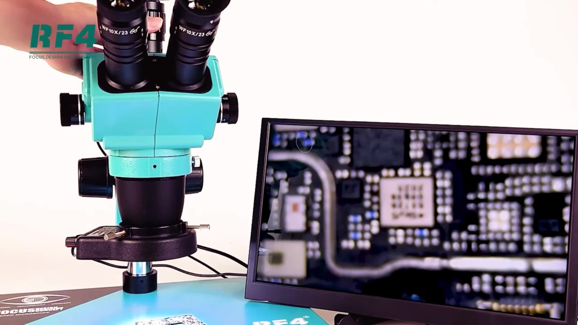 RF4 RF-6565PRO Trinocular Stereo Microscope for PCB Repair