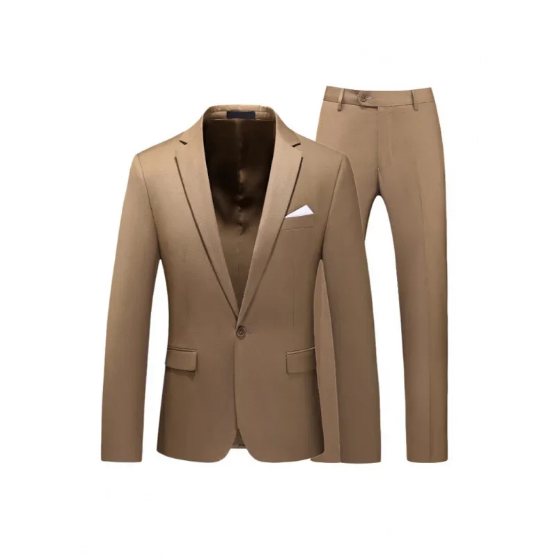 Two-piece men's suit suit purple suit casual wedding new foreign trade host men's wholesale