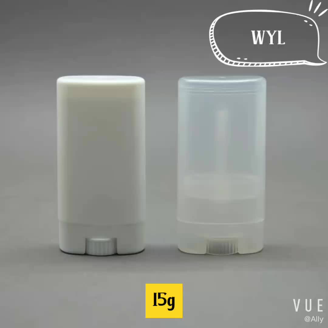 Empty 15g 15ml White Clear Recycled Plastic Lip Balm Tubes Deodorant Container Flat Roll Up Tube