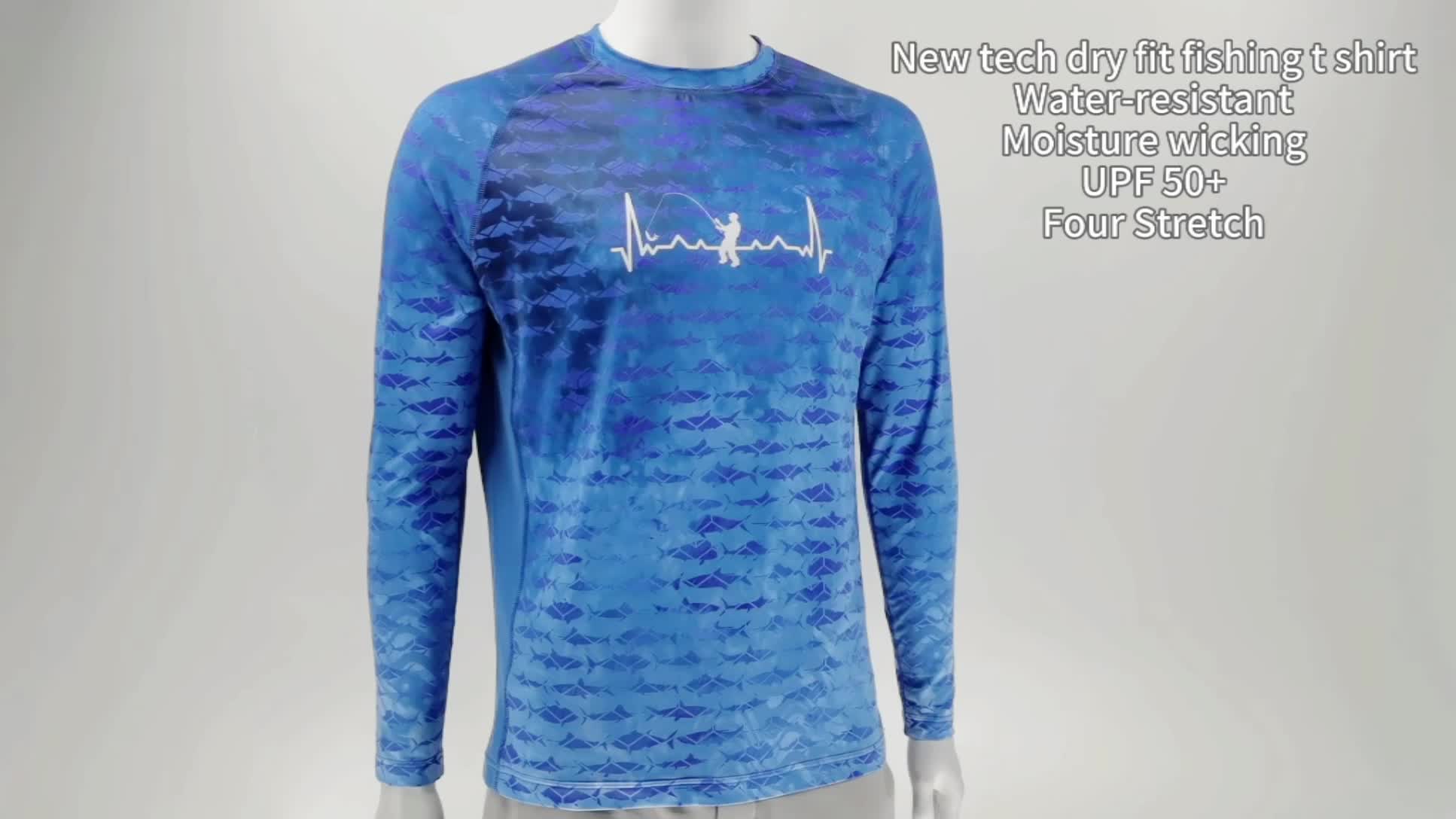 Spf Sublimation Digital Printing Performance Custom Fishing Shirt Long