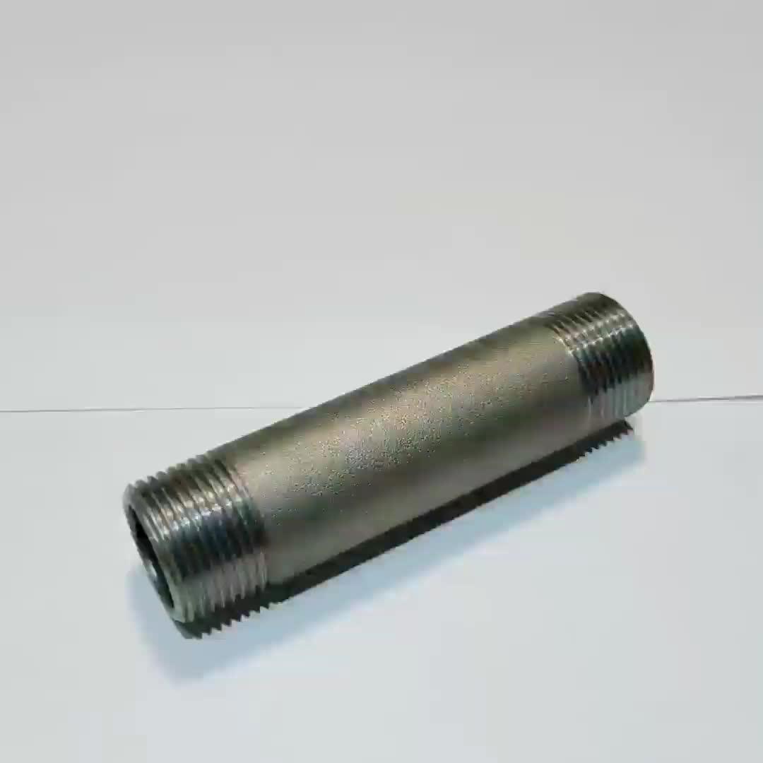 Black Steel Pipe Nipple Male And Female Thread Bs En 10241 Steel Barrel