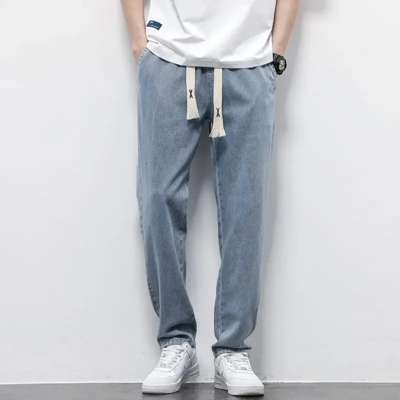 Jeans Men's Summer Loose Straight Drawstring Casual Pants Spring and Autumn 2025 New Spring Long Pants Men's