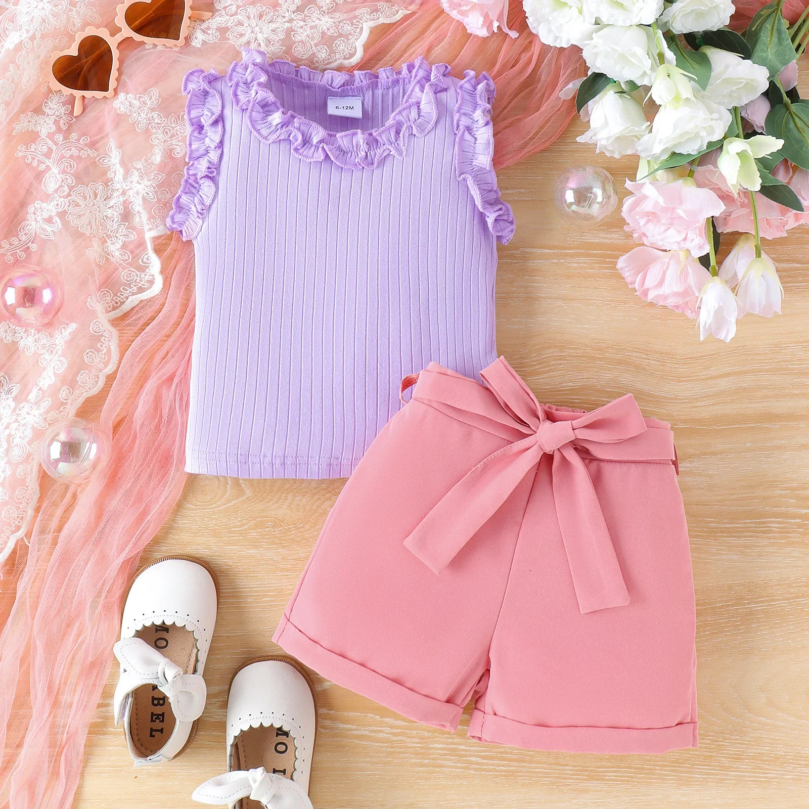 Summer colored T-shirt sleevless, shorts, trousers, set, city style