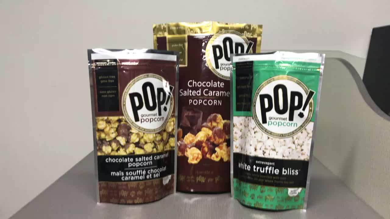 Customized Food Grade Popcorn Stand Up Zipper Pouch Custom Popcorn
