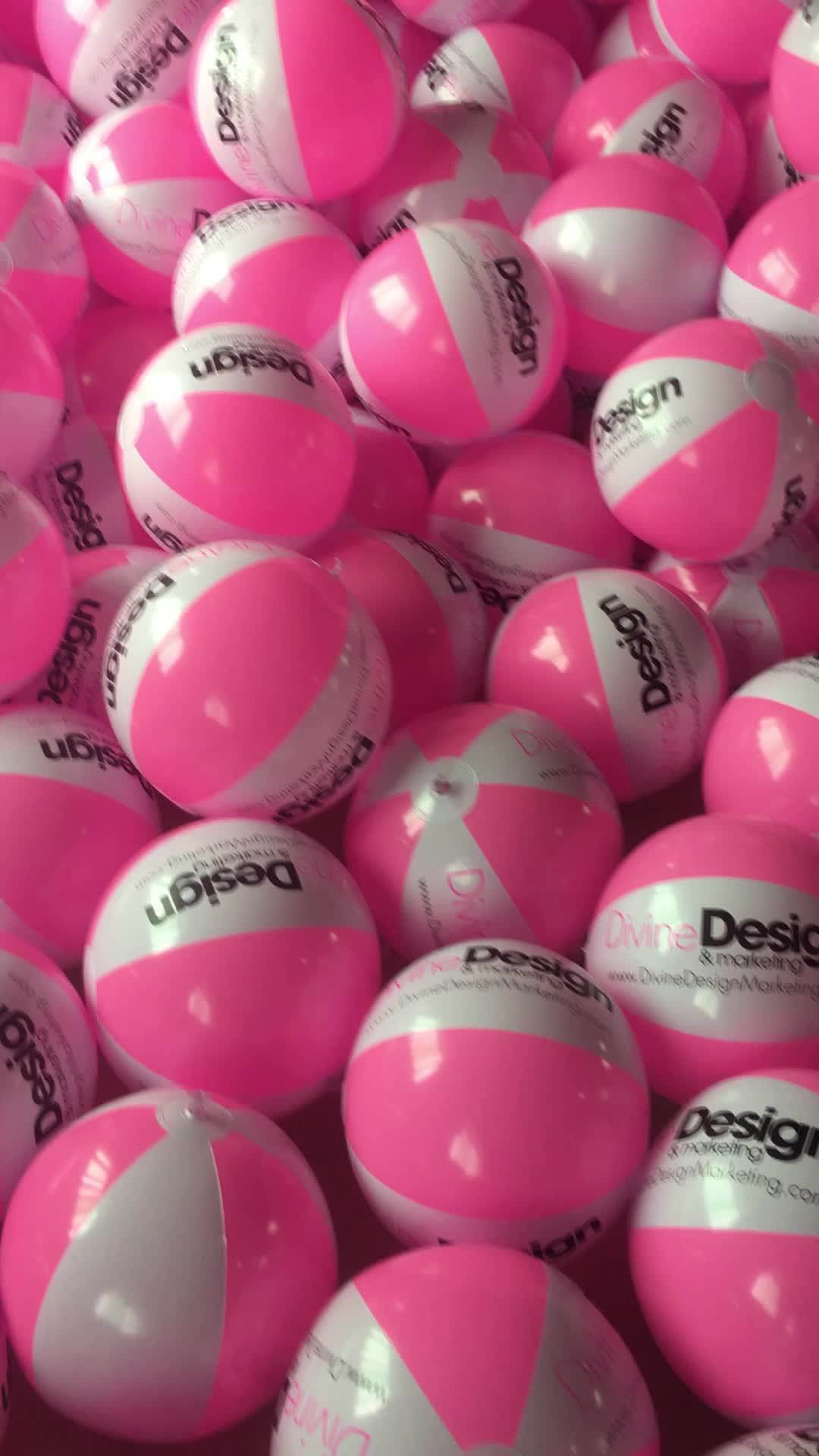 White And Pink Color Blow Up Beach Ball With Logo En71 Standard Buy