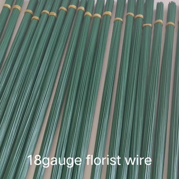 18 Gauge 1.2mm 46cm Length Green Fabric Coated Flower Wire for