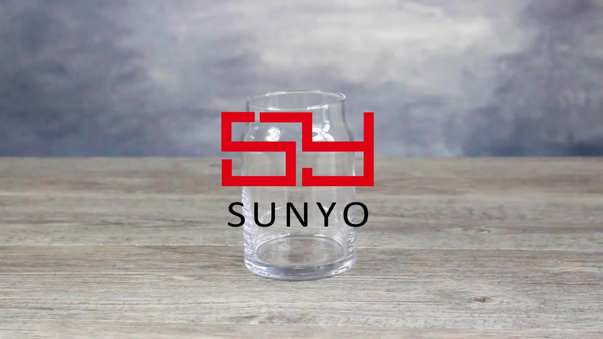 Wholesale Handmade 12oz Hand Blown Etched Logo Custom Beer Can Glass