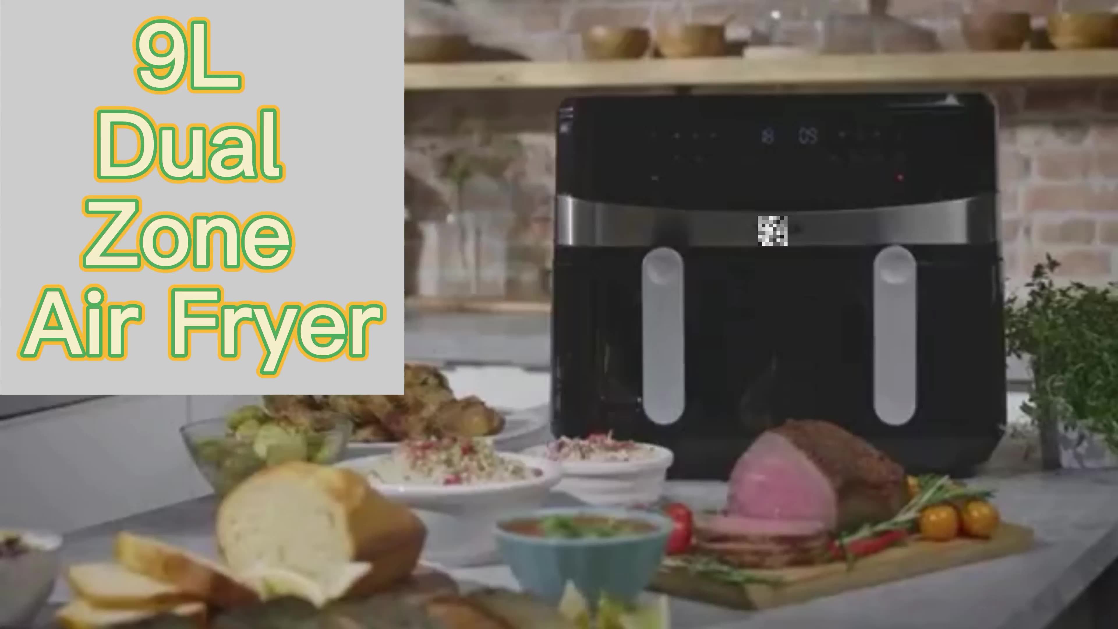 9l Dual Basket Air Fryer With 10 Presets Two Zone Technology