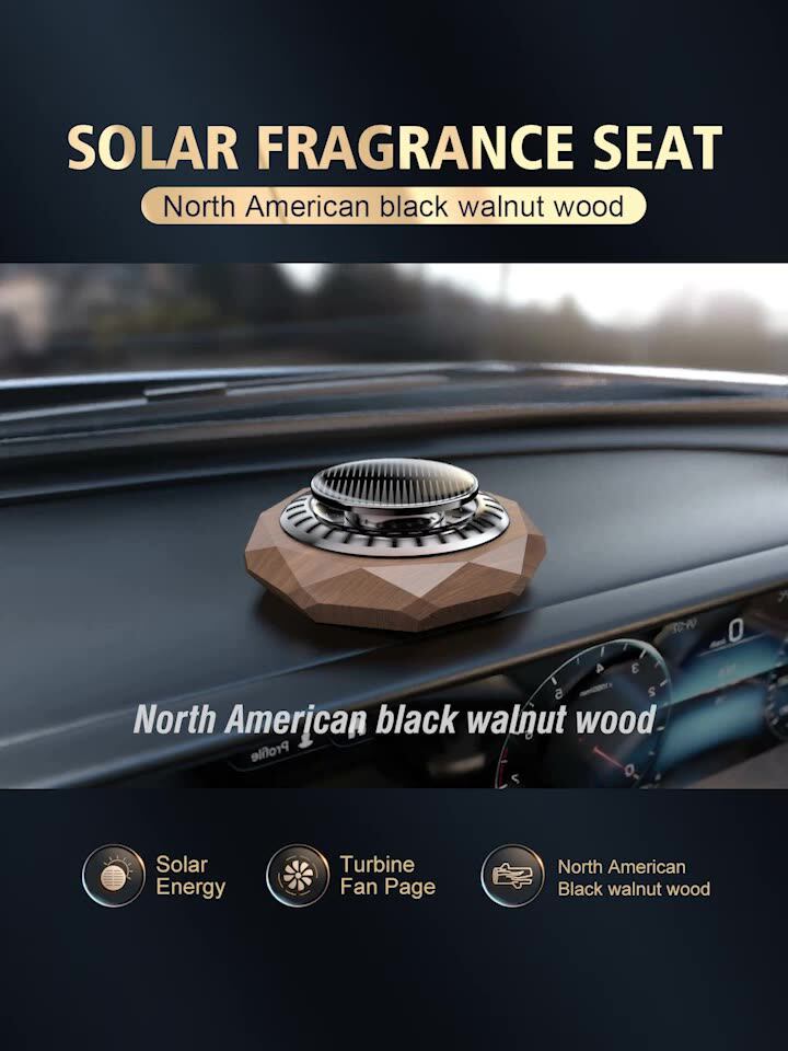 Luxury Solid Wood Solar Aromatherapy Rotatable With Light Car Perfume