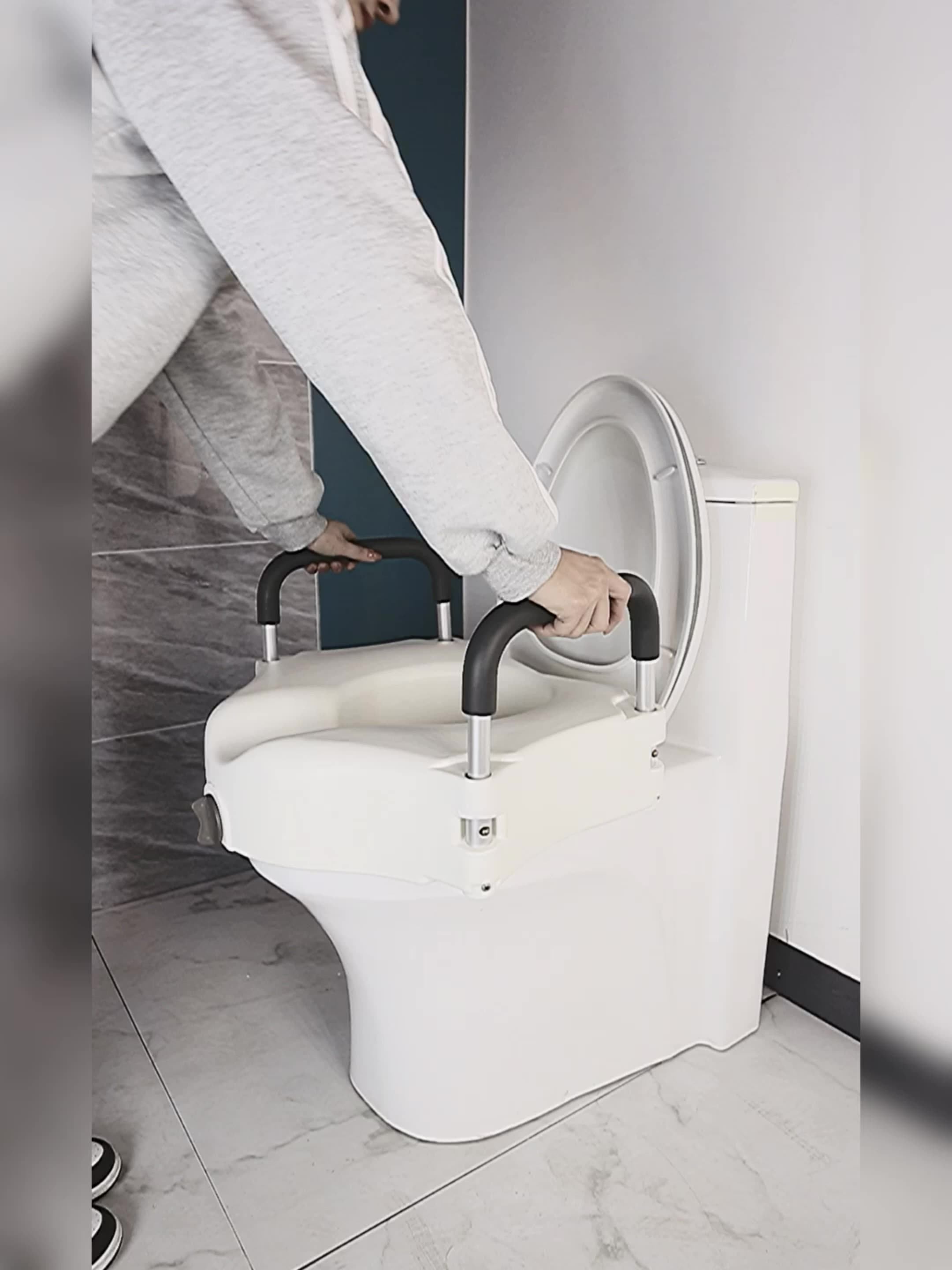 Yoob Height Adjustable Bathroom Raised Toilet Seat With Handles And