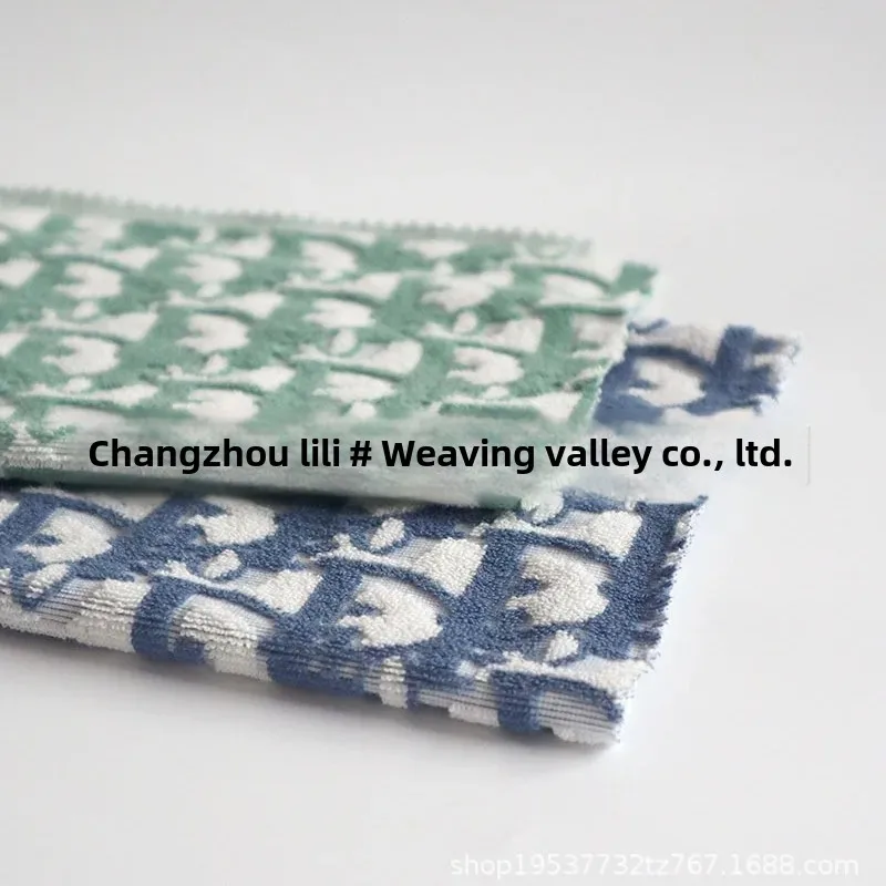 Yarn-dyed weft-knitted jacquard terry cloth men's short-sleeved T-shirt shorts autumn and winter terry cloth