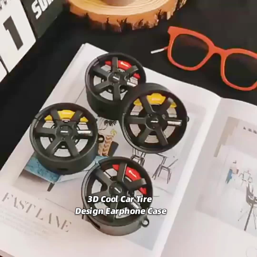 Hot Sale 3d Cool Car Brake Wheel Design Earphone Case With Hook For