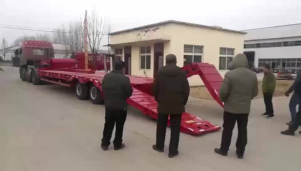 50ton Low Bed Flatbed Trailer 3 Axle Flatbed Low Semitrailer For Sale