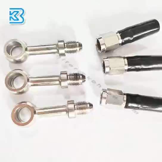 3an 10mm Straight Stainless Steel Crimp Type Banjo Brake Fitting For