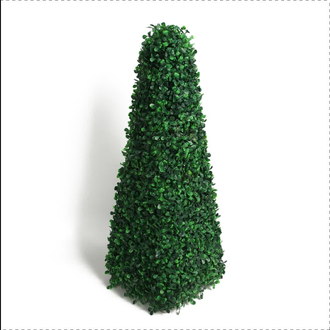 Custmoizable Uv Protect Artificial Topiary Tower Tree With Outside Wooden Basin Artificial Tree
