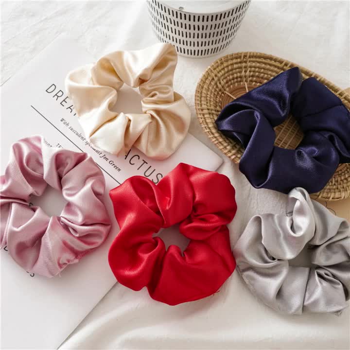 Pt121 Wholesale High Quality Silk Satin Elastic Hair Scrunchies Fabric