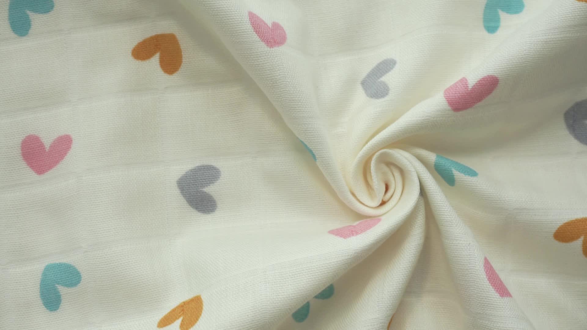 New Design Comfortable Heart Pattern Jacquard Style Muslin Baby Print