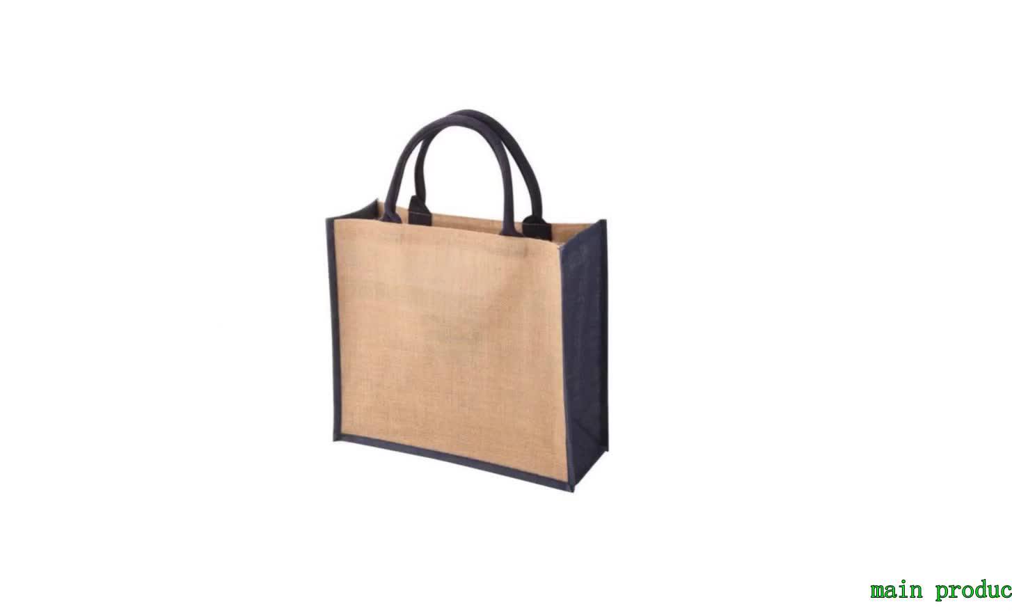 Jute Hessian Large Shopping Bag Padded Surf Handle Bag For Life