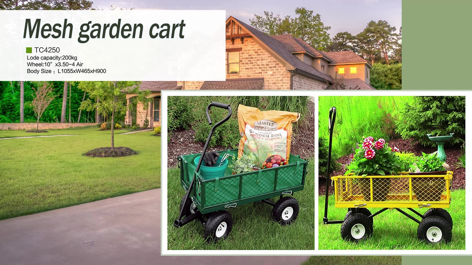Heavy Duty Steel Mesh Yard Garden Jumbo Crate Wagon Utility Garden