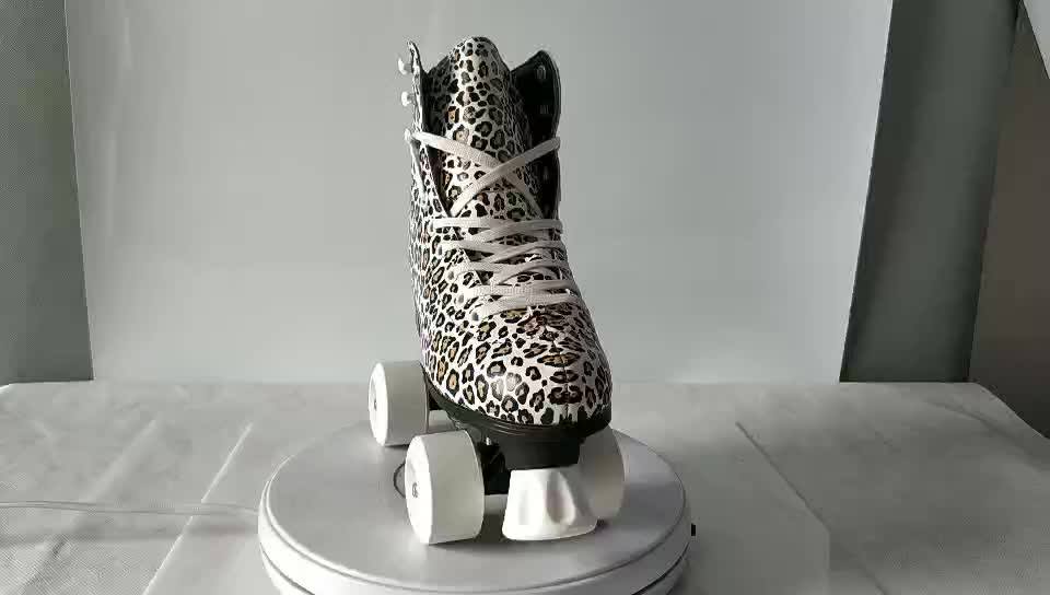 Cheap Price Leopard Print Pvc Leather Double Quad Artistic Roller