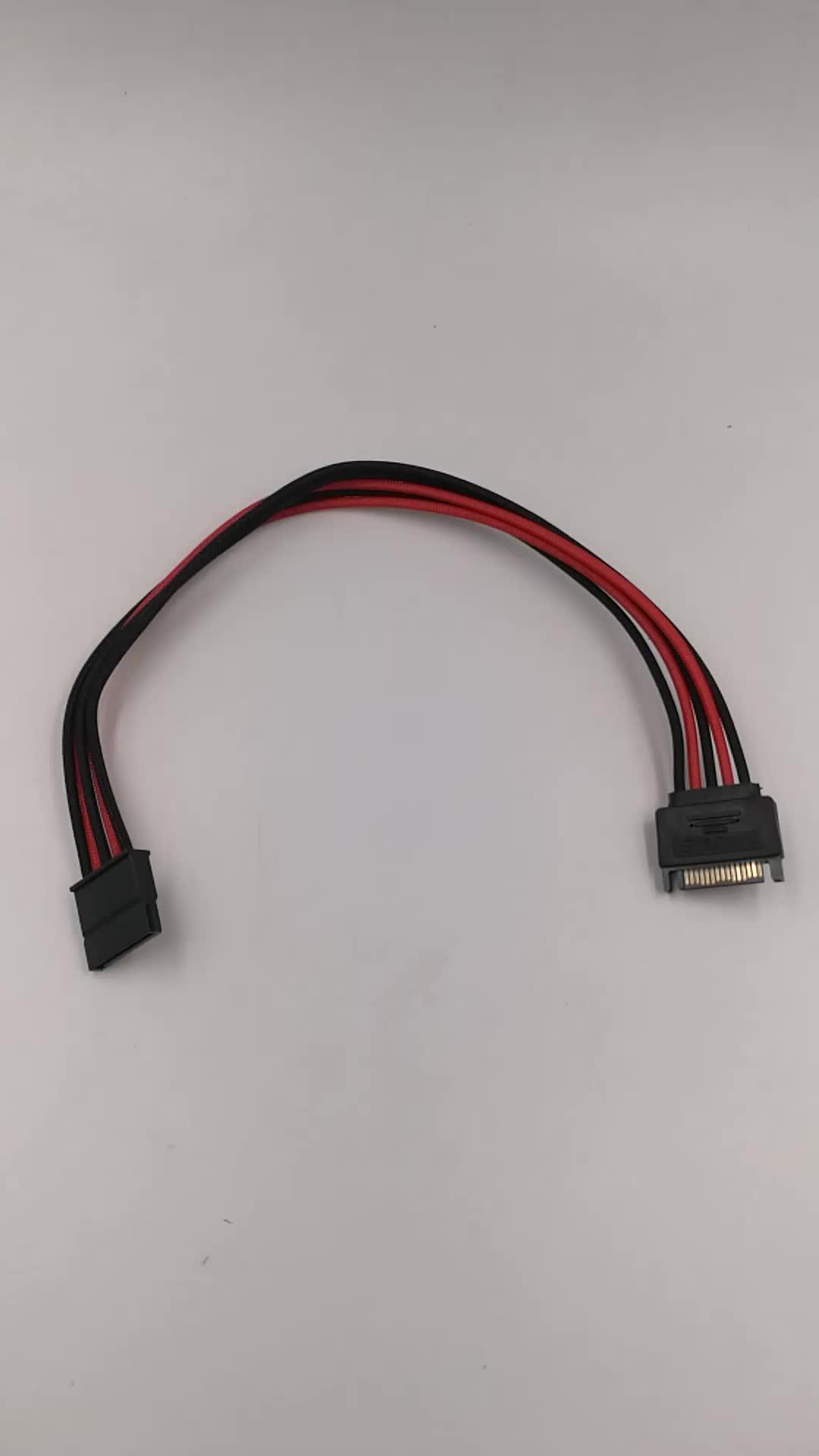 Multicolor Sleeved Molex 5pin To Sata 15pin Computer Power Extension