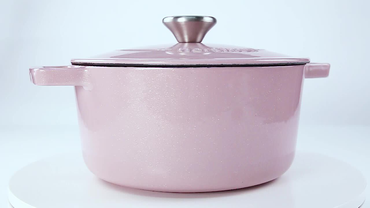 Center Enamel Wholesale German Cookware+sets Pink Color Enameled Cast