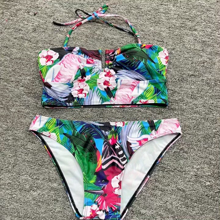 Tw34e Fast Delivery Pink Snake Two Piece Swimsuit Female 2021 String Bikini Set Women Swimwear
