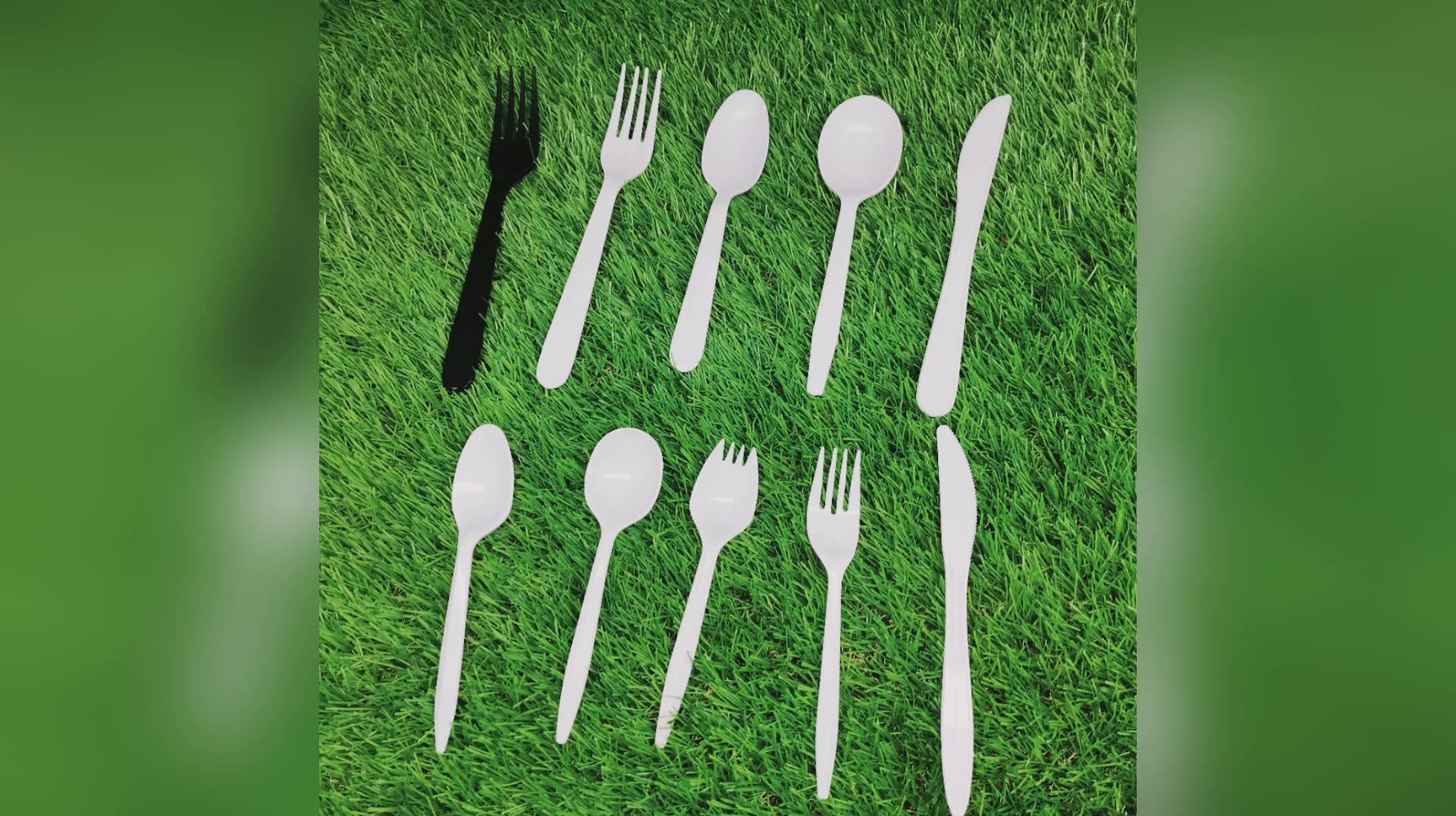 Restaurant Utensil Packed Wrapped Black Heavy Weight Plastic Cutlery