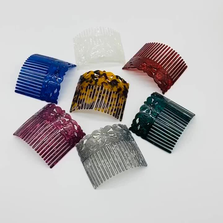 Beauty Hair Combs Acrylic Tortoise Shell Combs With Flower Turtle