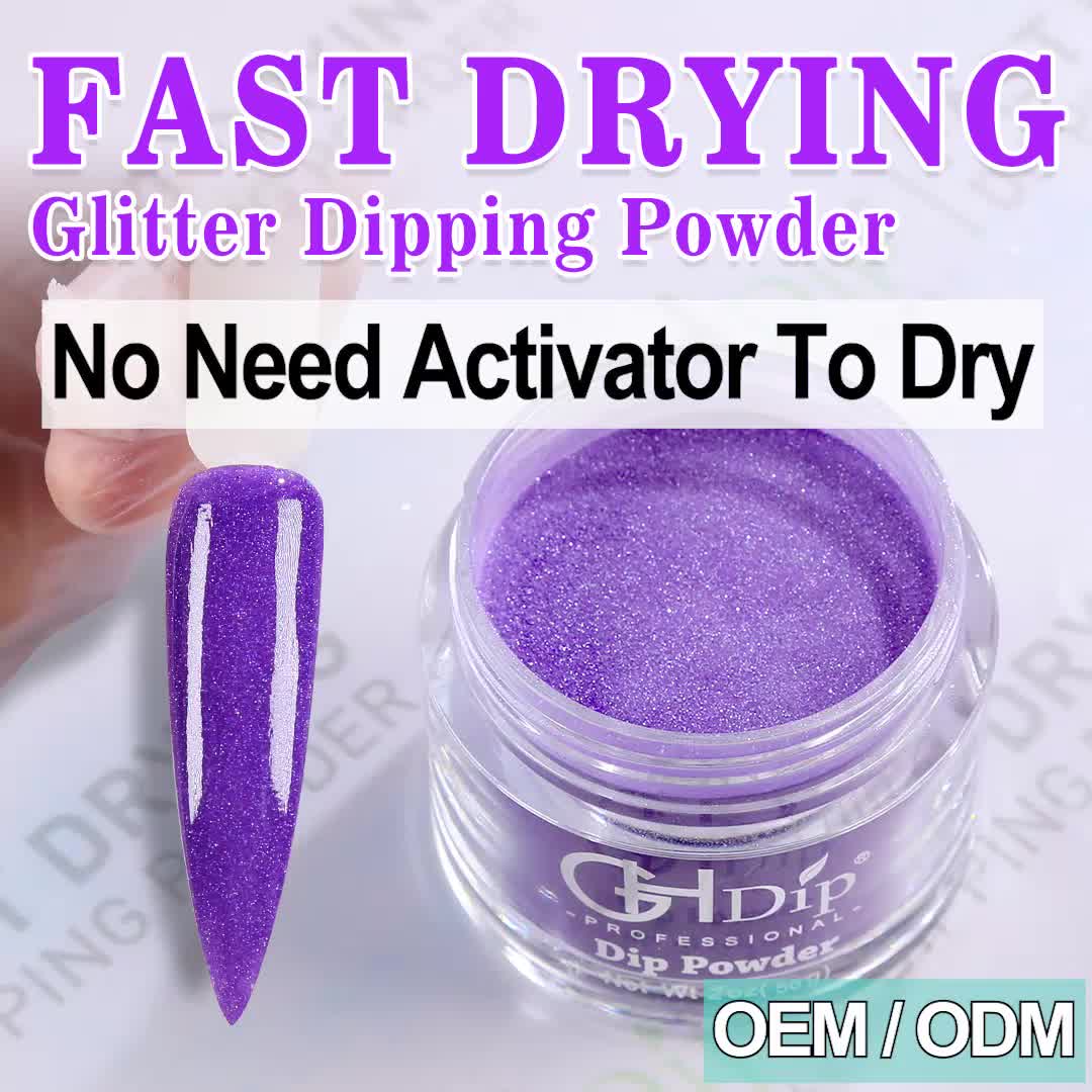 Custom Purple Glitter Nail Dip Powder 3 In 1 Perfect Color