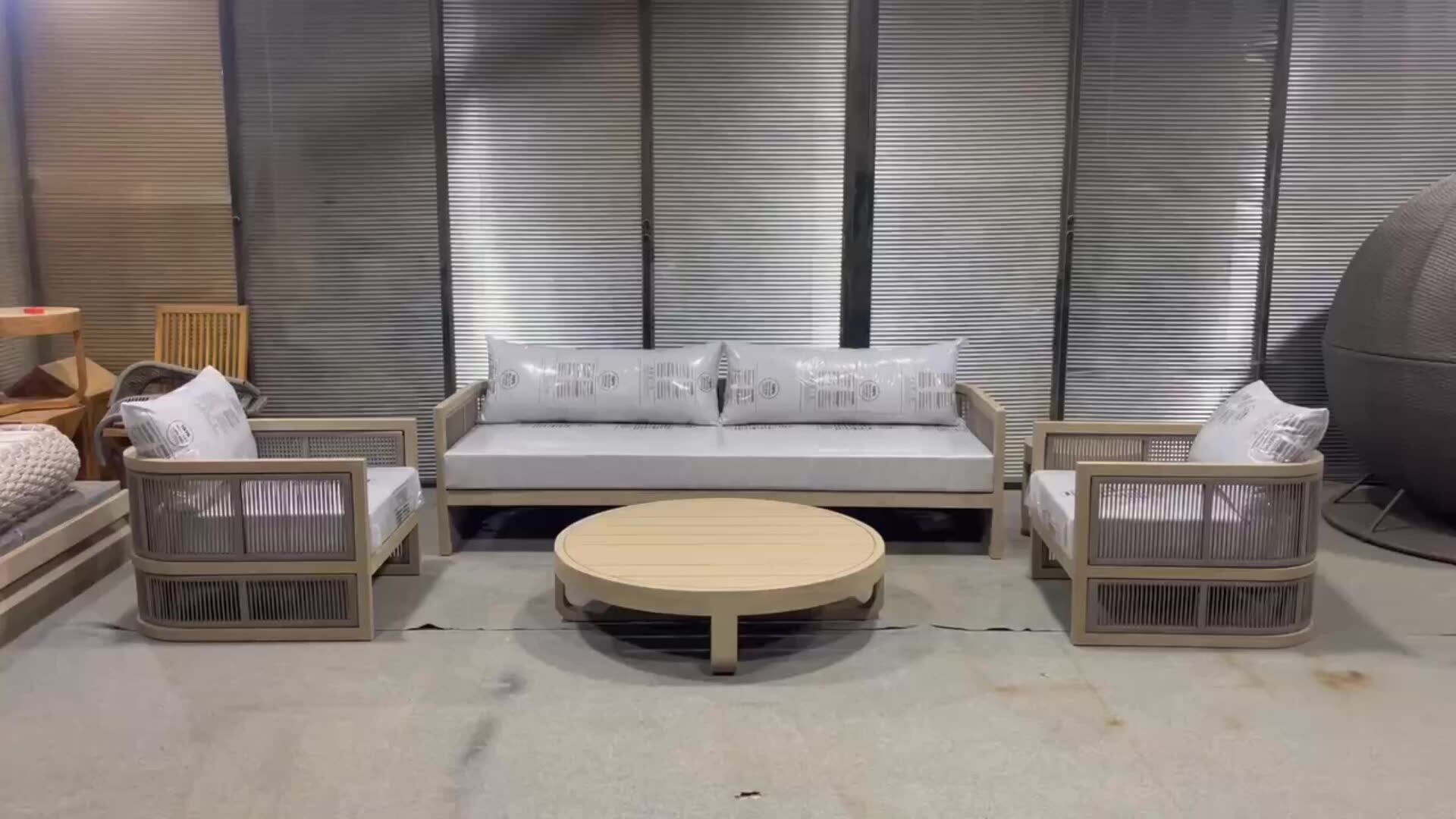 Outdoor Furniture Handcrafted Allweather Cord Rope Teakwoodsofaset