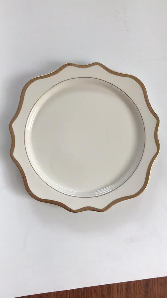 Pz01390 Wedding Luxury Ceramic Gold Rim Charger Plate Buy Gold Rim