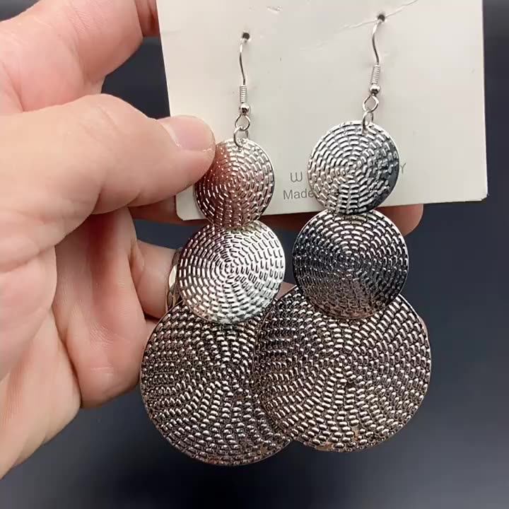 Fashion Jewelry Earrings Big Dangling Bohemia Vintage Circular Statement  Earrings 14K Gold Drop Dangle Earrings for Women