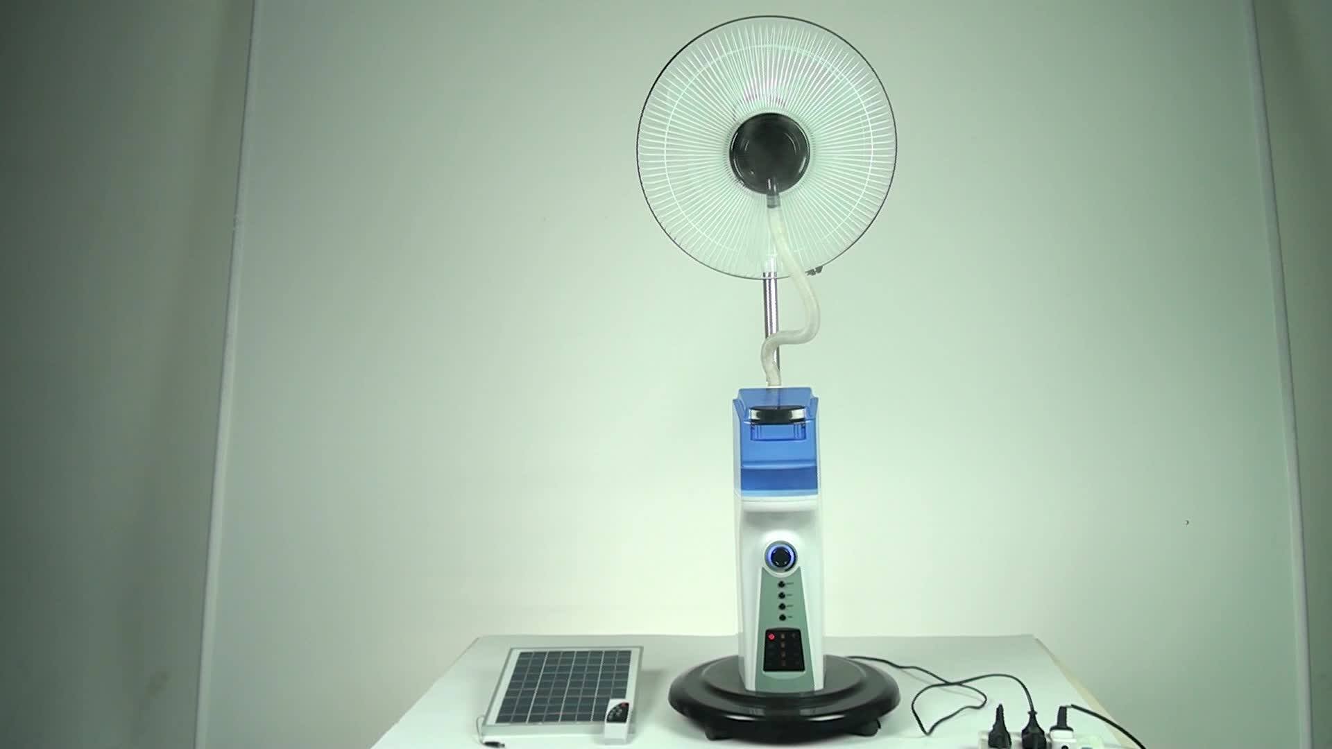 Ac/dc Operated Rechargeable Mist Fan With Light Solar Charging Buy