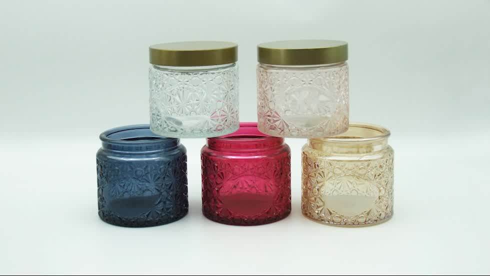 9oz Candle Jars With Gold Lid 10oz Glass Jars Aluminum Lid Glass Candle