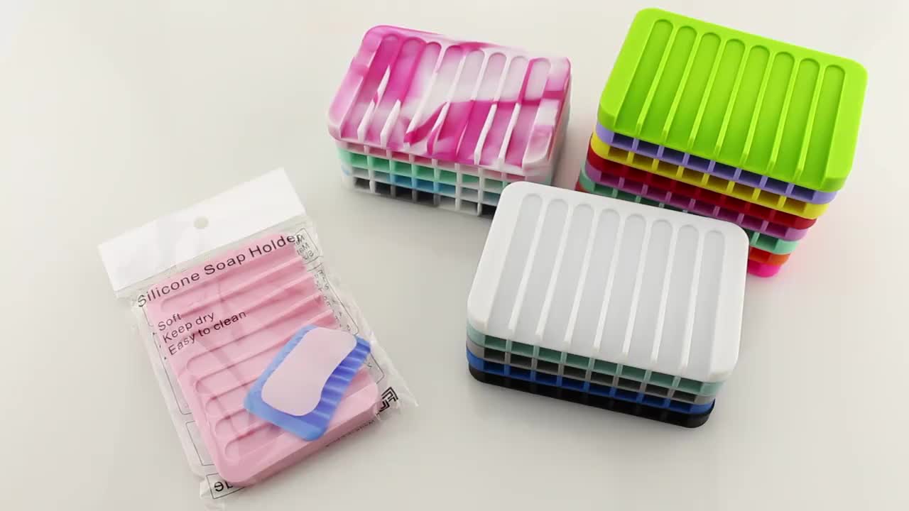 Eco Friendly Bathroom Silicone Soap Holder Case Box Travel Soap Dish