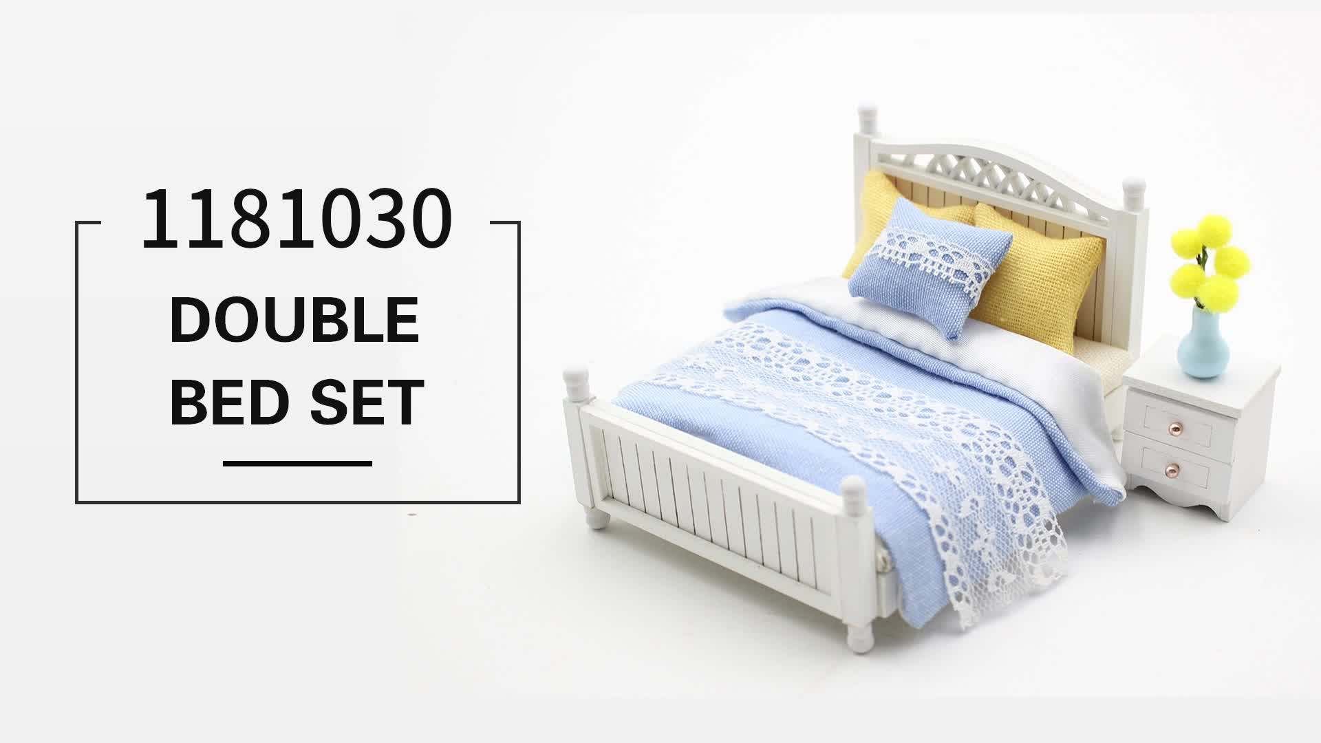 3d Wooden Puzzle Double Bed Set,Diy Doll Furniture Rooms Fashion,Craft