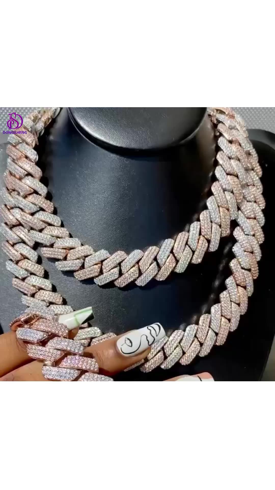 20mm Luxury Custom Hip Hop Cuban Link Necklace White Gold Ice - Main Image