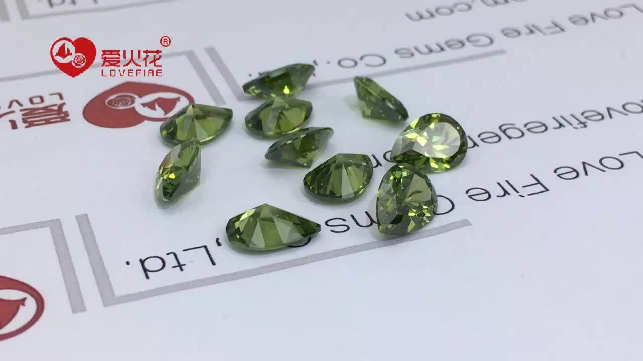 6*9mm 3a Synthetic Pear Shape Dark Peridot Price Per Carat Cubic