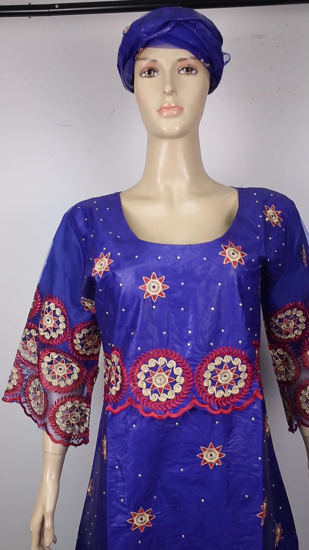 H & D African 2022 Grande Embroidery Floral Dresses Ankara Bazin Rich