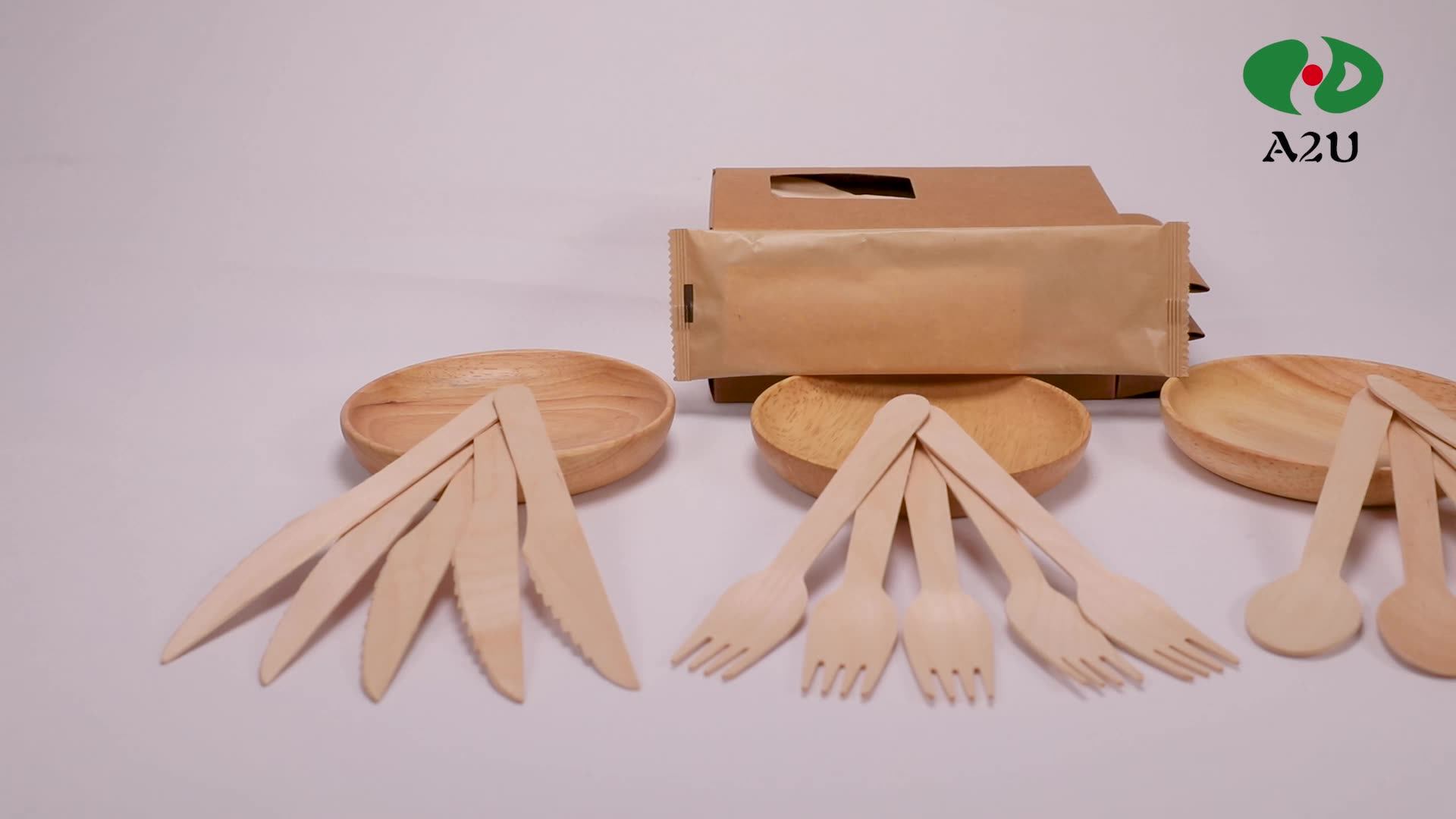 Restaurant Spoon Fork And Knife Disposable Cutlery Sets Wooden Cutlery