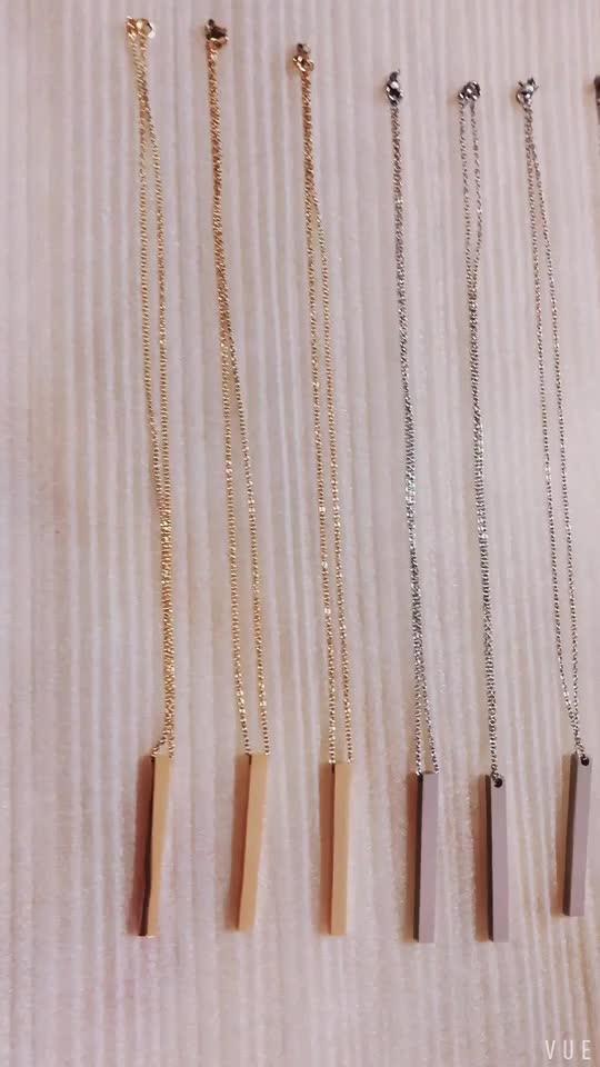 Inspire Stainless Steel Jewelry Fashion Personalized Bar Necklace Minimalist Blank Jewelry For