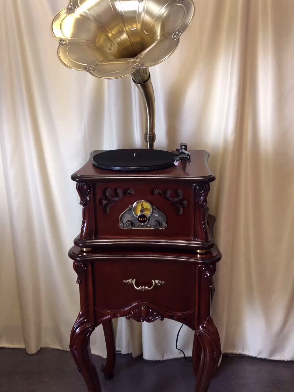 Gramophone Vinyl record player Bluetooth audio Retro antique old-fashioned American ornament negatives Turntable Electromechanical record player