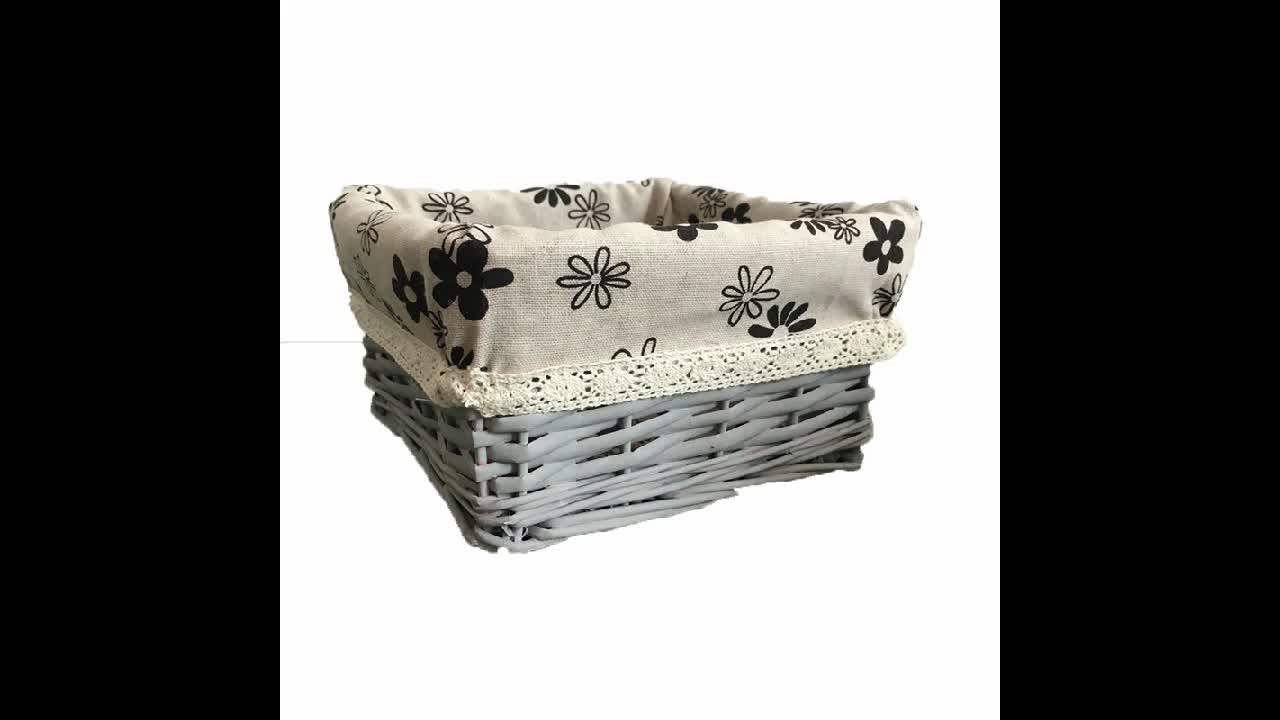 Willow Storage Baskets Laundry Cloth Wholesale Wicker Basket With Liner Sundries Handmade Weave