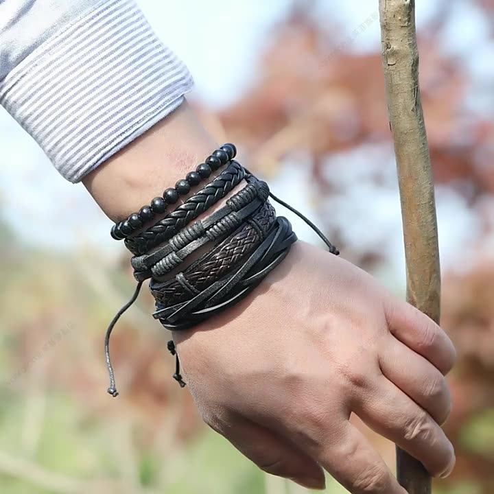 2024 Wholesale Unisex Personality Genuine Leather Bracelet Pendant Jewelry  Bracelets 50 Pcs Pack Bracelets