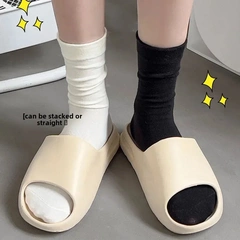 Maternity socks summer breathable white socks solid color ultra-thin terry socks Japanese style girls versatile long socks wholesale