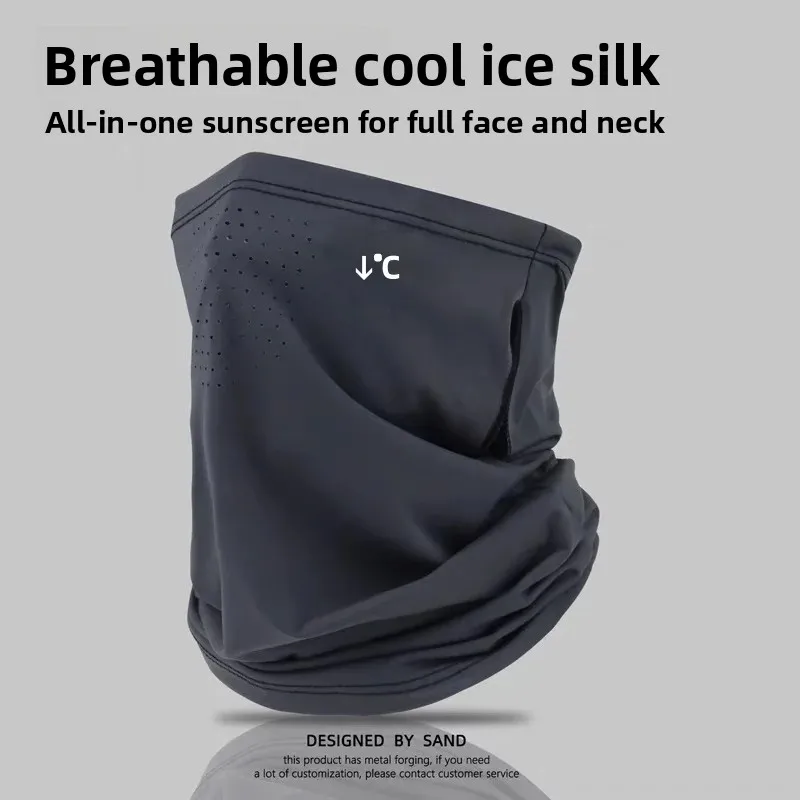 Takeaway Rider Sun Protection Mask for Men, New Anti-Uv Summer Ice Silk Ear-Hanging Veil, Neck Protection, One-Piece Neck Scarf for Women