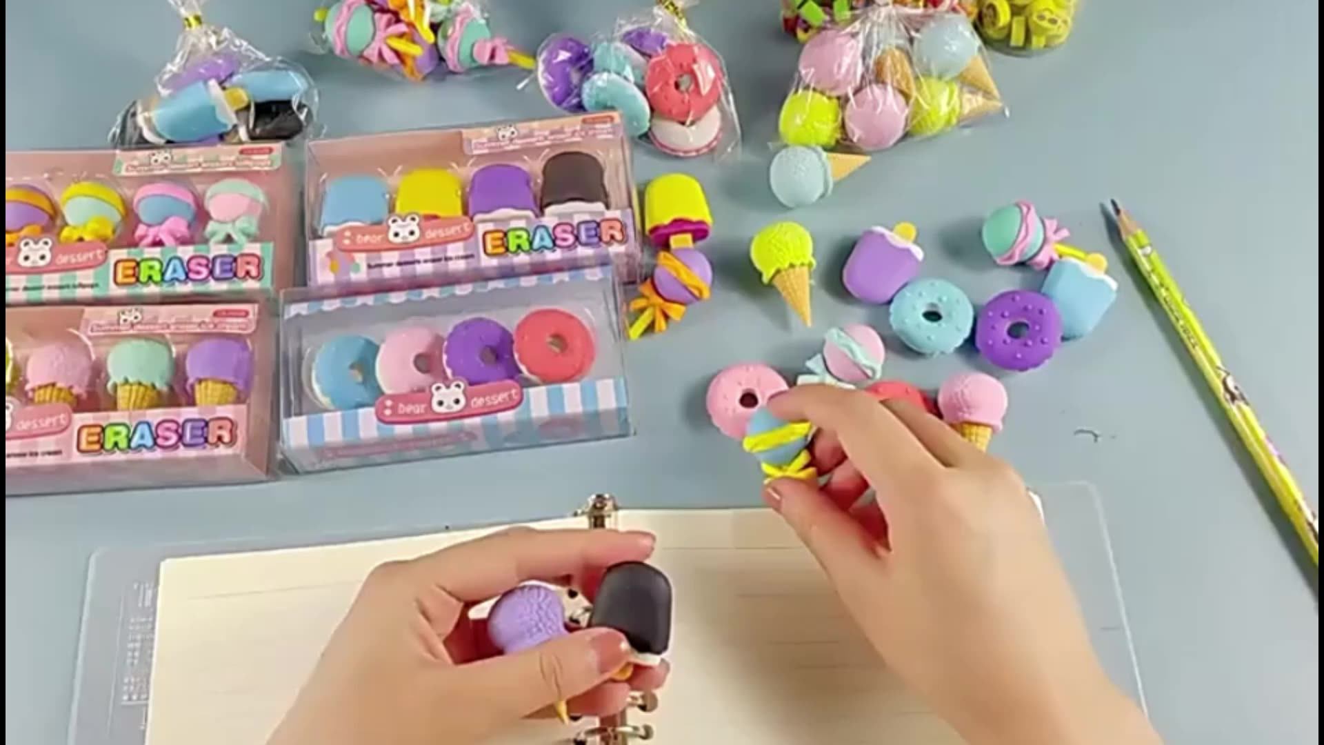 Cute Food Eraser Kawaii School Stationary 3d Custom Ice Cream Donut