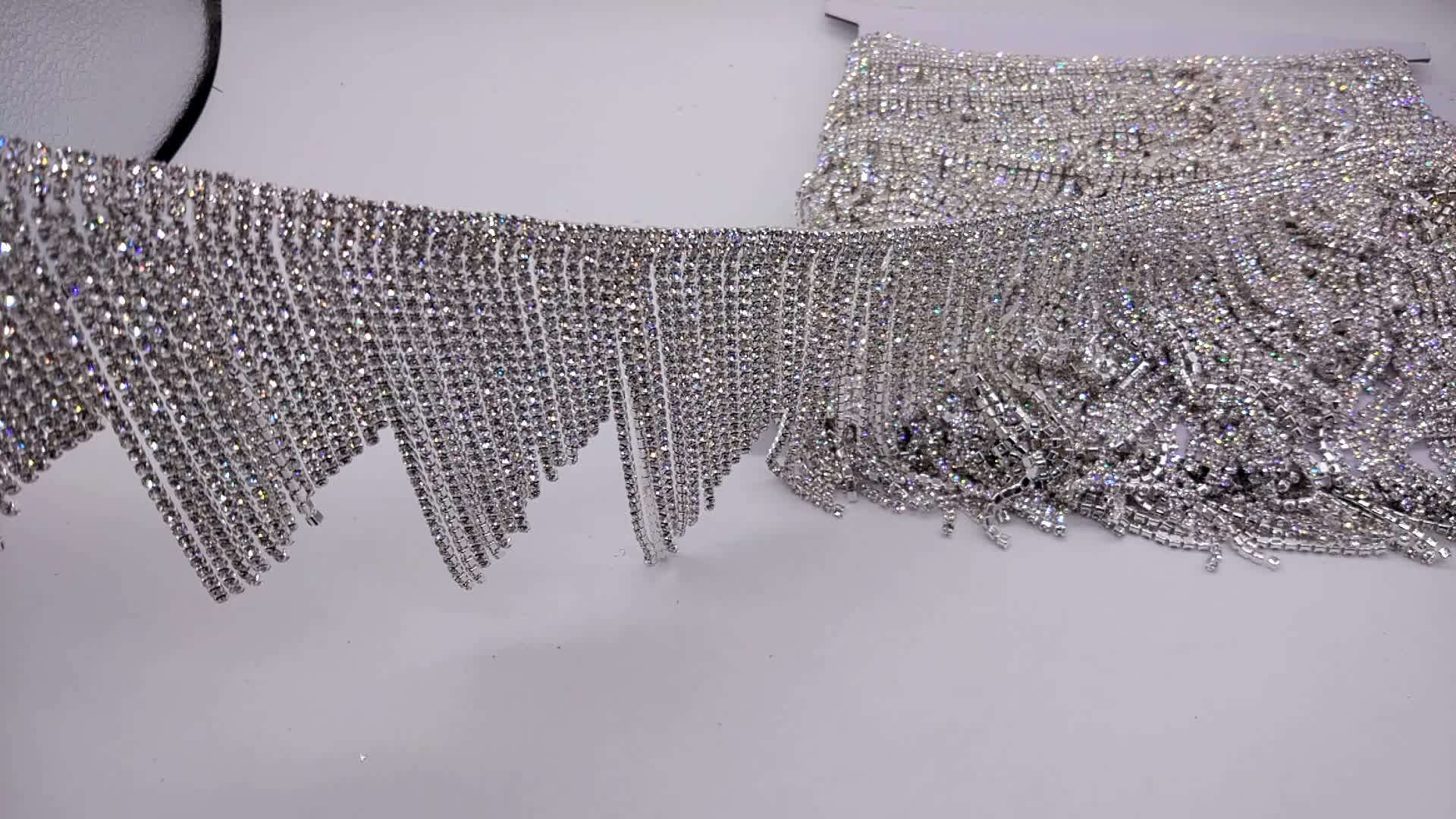 Wholesale Sewing 11cm Tassel Length Crystal Rhinestones Appliques